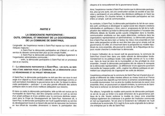 La Participation, une expérience Saint Pauloise . T1 La Participation, une expérience Saint Pauloise . T1