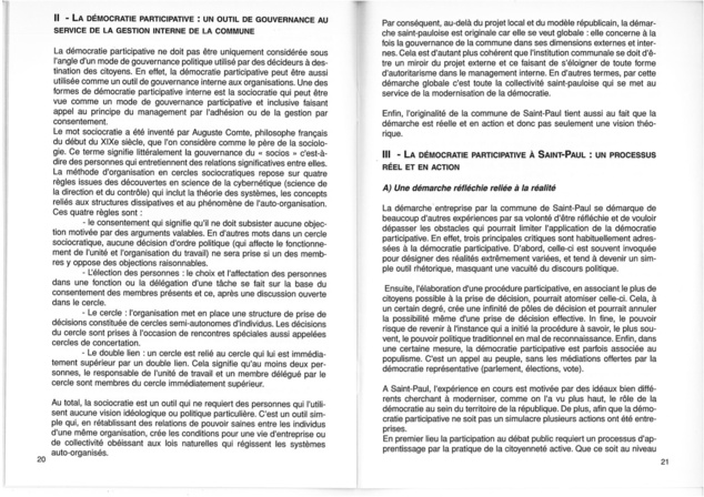 La Participation, une expérience Saint Pauloise .  T1