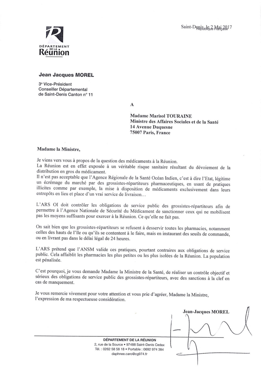Jean-Jacques MOREL À Marisol TOURAINE Jean-Jacques MOREL À Marisol TOURAINE