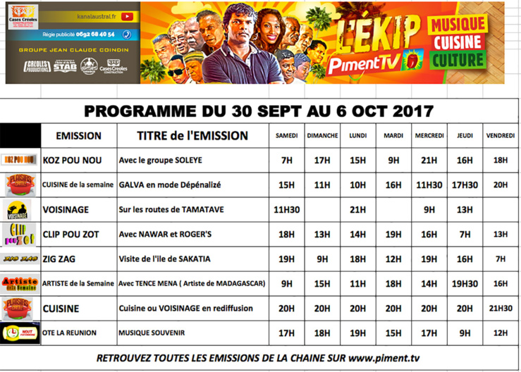 30 SEPTEMBRE AU 6 OCTOBRE 30 SEPTEMBRE AU 6 OCTOBRE