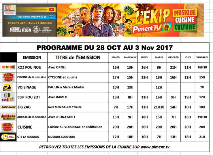 28 OCTOBRE au 3 NOVEMBRE 28 OCTOBRE au 3 NOVEMBRE