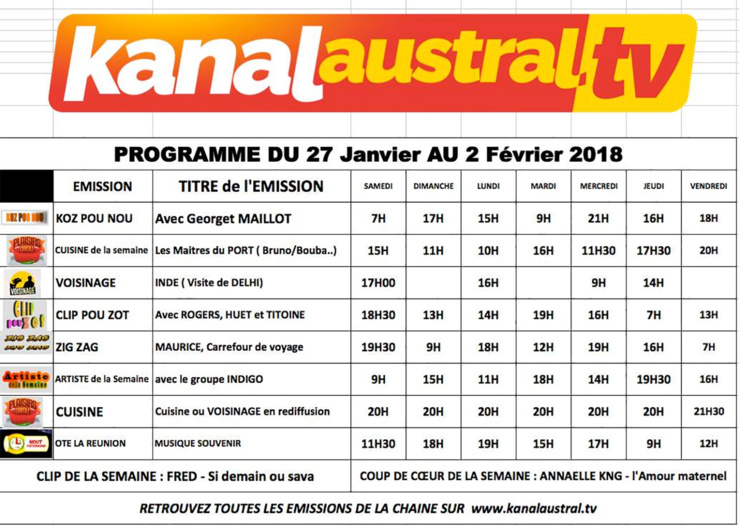 27 JANVIER au 2 FEVRIER 2018 27 JANVIER au 2 FEVRIER 2018