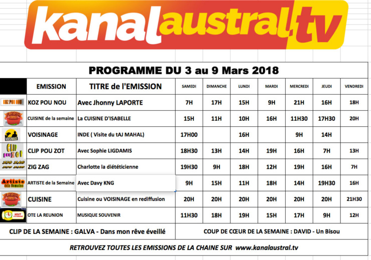 3 au 9 MARS 2018 3 au 9 MARS 2018
