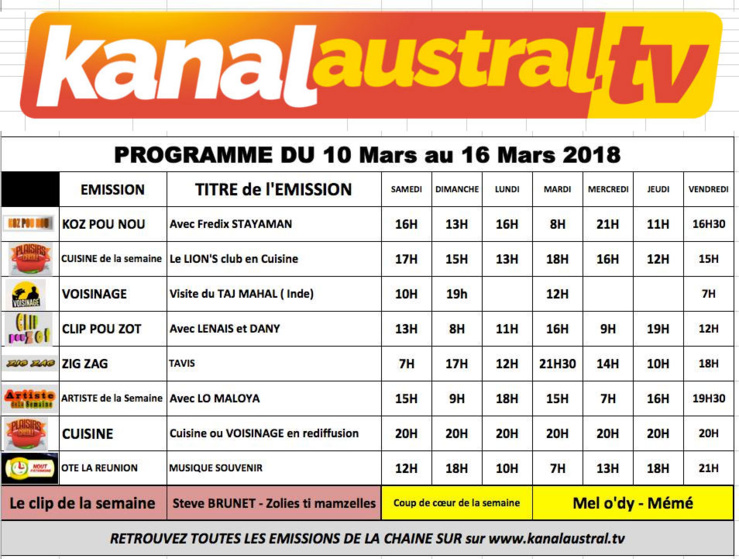 10 au 16 MARS 2018 10 au 16 MARS 2018