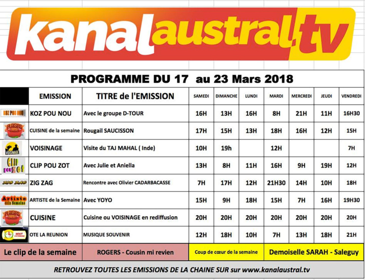 17 au 23 MARS 2018 17 au 23 MARS 2018