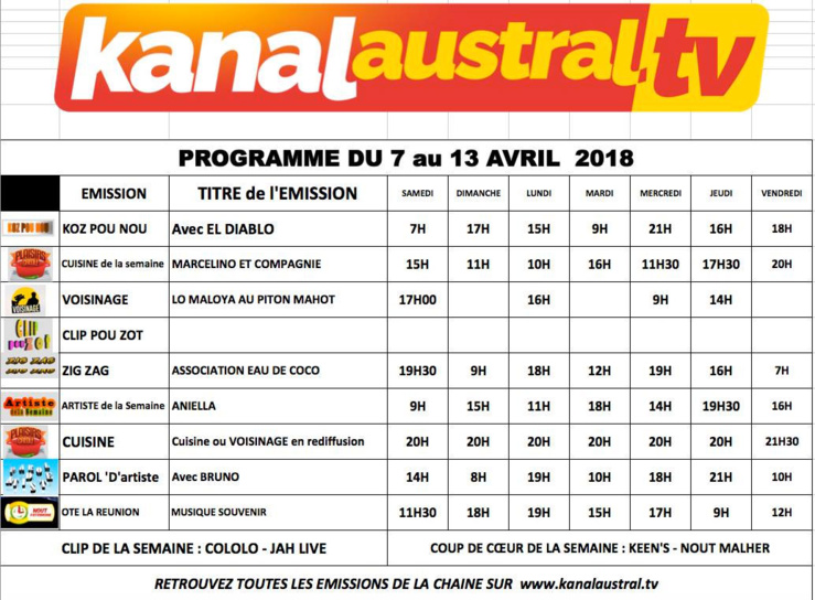 7 au 13 AVRIL 2018 7 au 13 AVRIL 2018