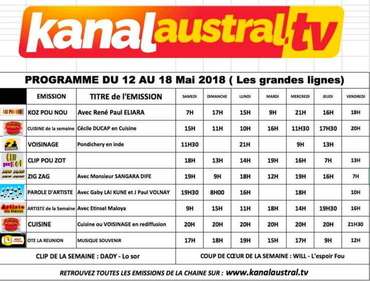 Programme télé KANALAUSTRAL Programme télé KANALAUSTRAL
