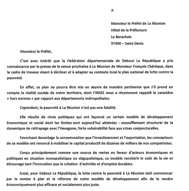 Debout la République appelle à l'union pour la lutte contre la pauvreté