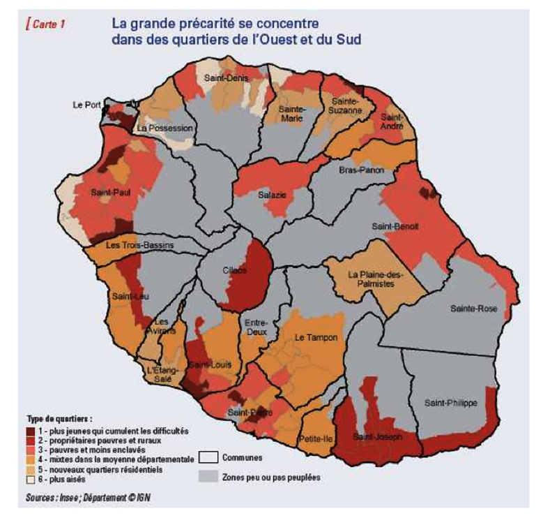La misère touche plus des quartiers de l'Ouest et du Sud de La Réunion