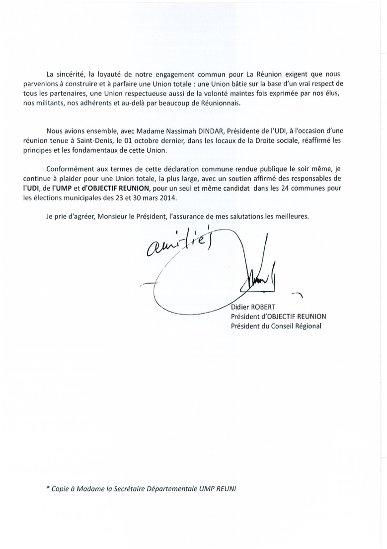 L'Union avec l'UMP de Michel Fontaine aussi