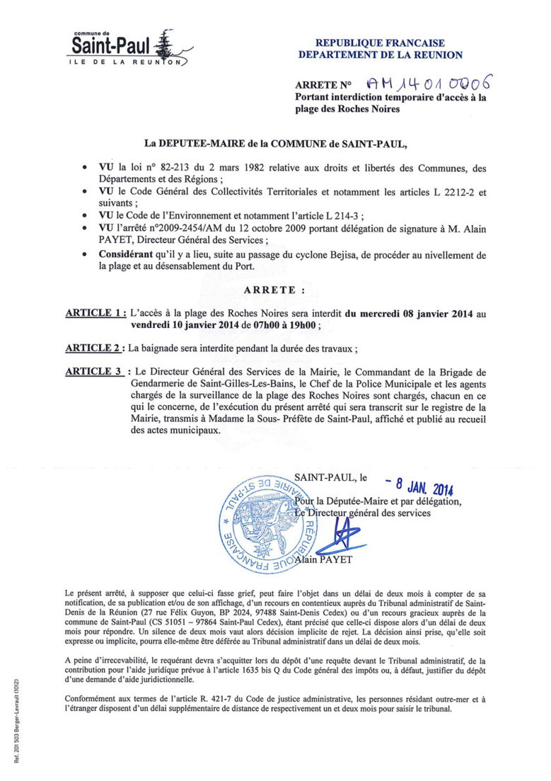 La plage de "Roches Noires" interdite La plage de "Roches Noires" interdite