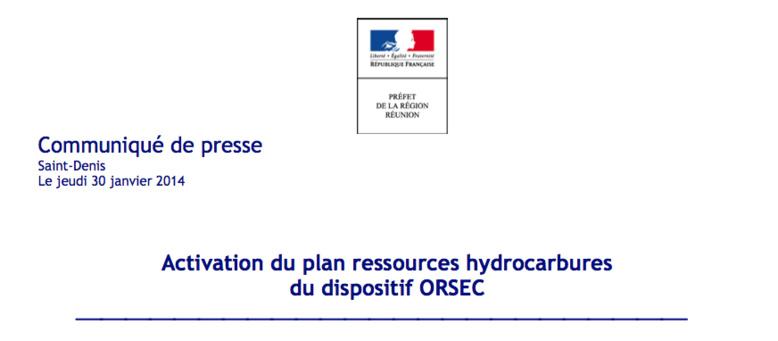 Préfecture : Activation du plan ressources hydrocarbures du dispositif ORSEC