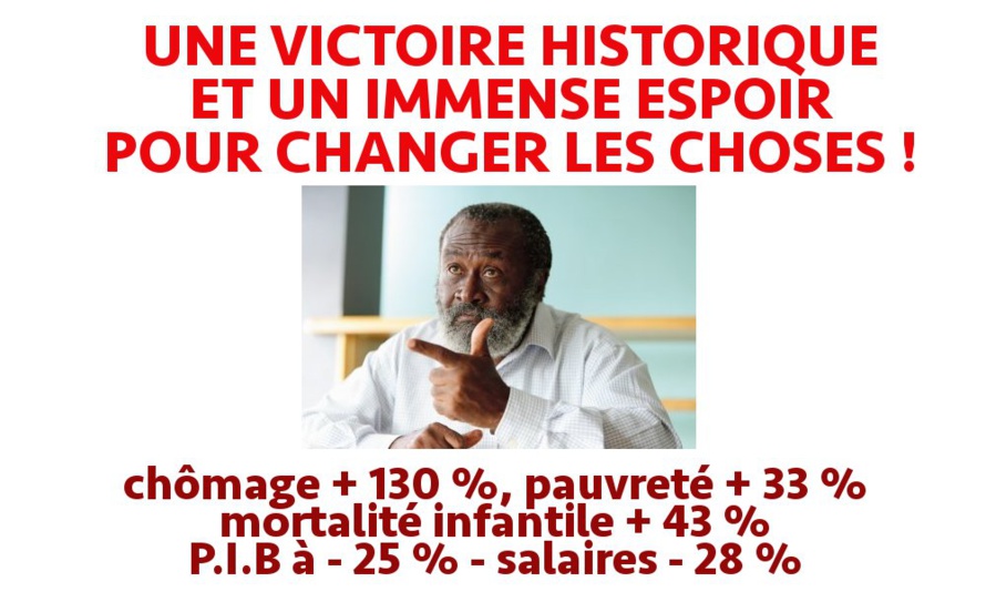 UNE VICTOIRE HISTORIQUE ET UN IMMENSE ESPOIR POUR CHANGER LES CHOSES ! UNE VICTOIRE HISTORIQUE ET UN IMMENSE ESPOIR POUR CHANGER LES CHOSES !