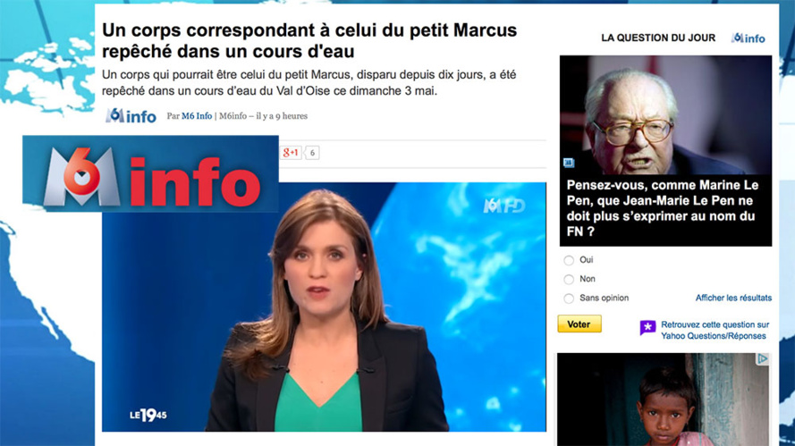 M6 : Un corps correspondant à celui du petit Marcus repêché dans un cours d'eau M6 : Un corps correspondant à celui du petit Marcus repêché dans un cours d'eau
