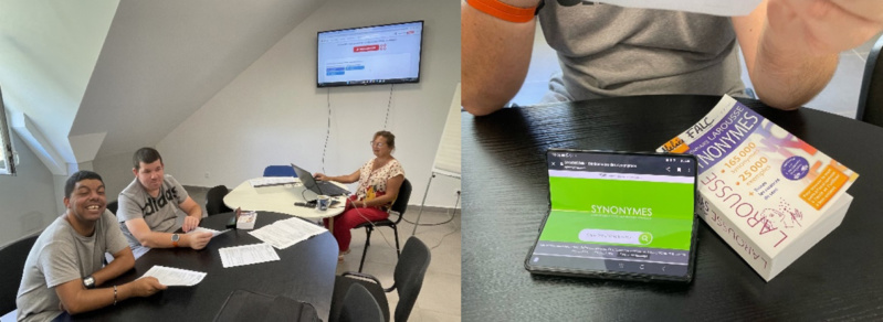 Jim Lebihan, Sébastien Damour sous la direction de Christelle Billiere Et deux des outils utilisés : dictionnaire de synonymes papier et dictionnaire numérique pour la transcription Jim Lebihan, Sébastien Damour sous la direction de Christelle Billiere Et deux des outils utilisés : dictionnaire de synonymes papier et dictionnaire numérique pour la transcription