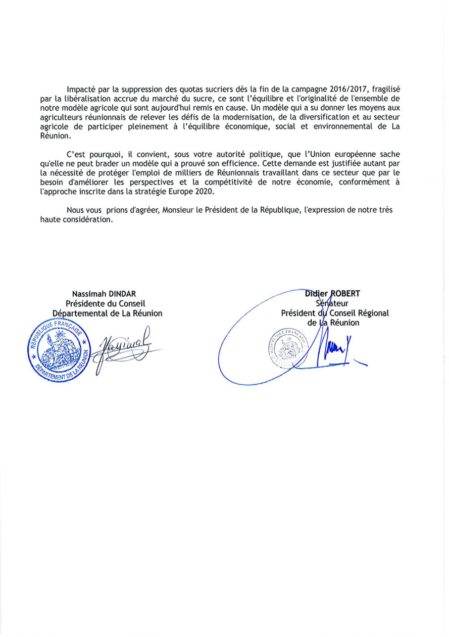 Filière Sucre : L'Union Européenne ne peut brader un modèle qui a prouvé son efficience Filière Sucre : L'Union Européenne ne peut brader un modèle qui a prouvé son efficience