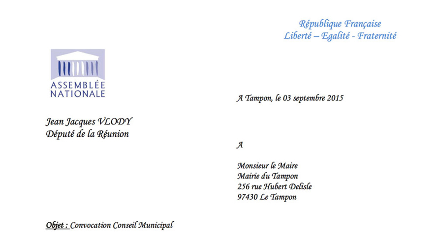 Jean-Jacques VLODY : N'est pas disponible pour le Conseil municipal du Tampon Jean-Jacques VLODY : N'est pas disponible pour le Conseil municipal du Tampon