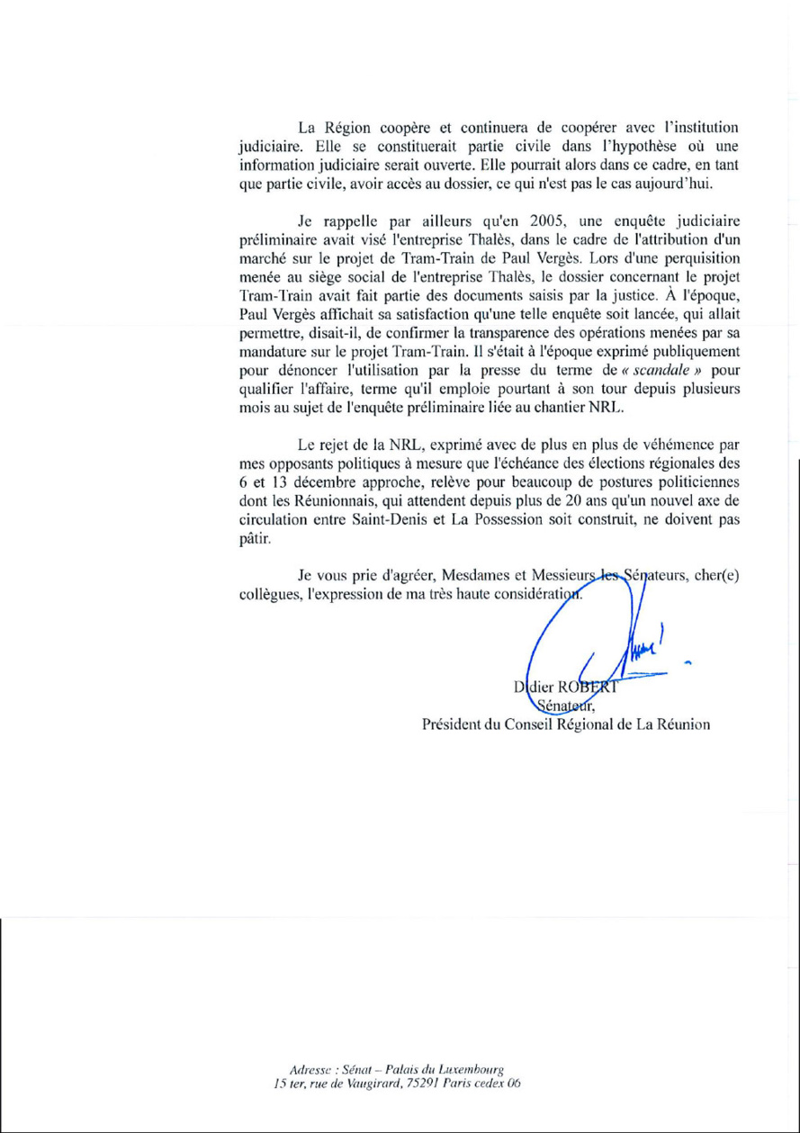 Didier ROBERT Sénateur répond à Paul VERGES Sénateur Didier ROBERT Sénateur répond à Paul VERGES Sénateur