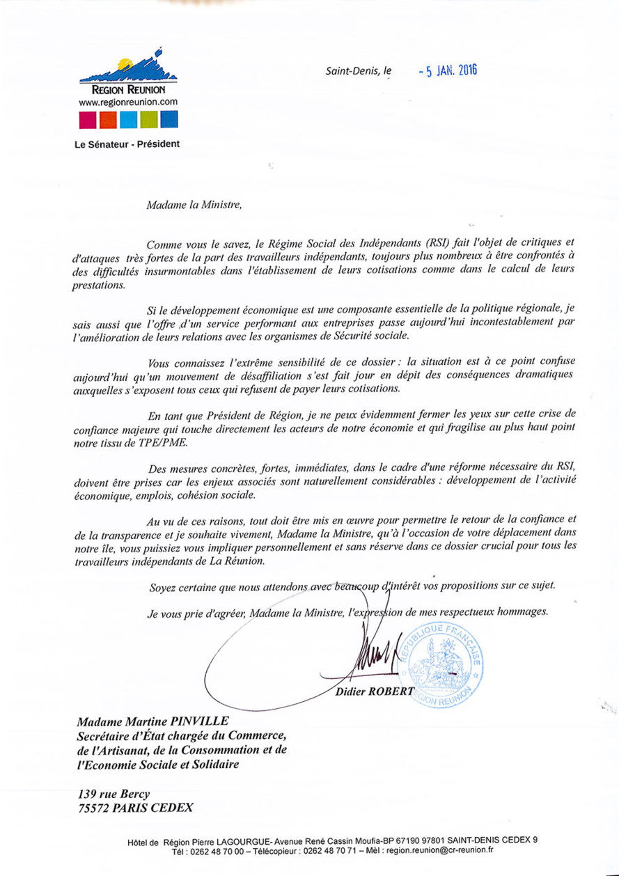 RSI : Didier ROBERT interpelle la Ministre sur la situation des indépendants RSI : Didier ROBERT interpelle la Ministre sur la situation des indépendants