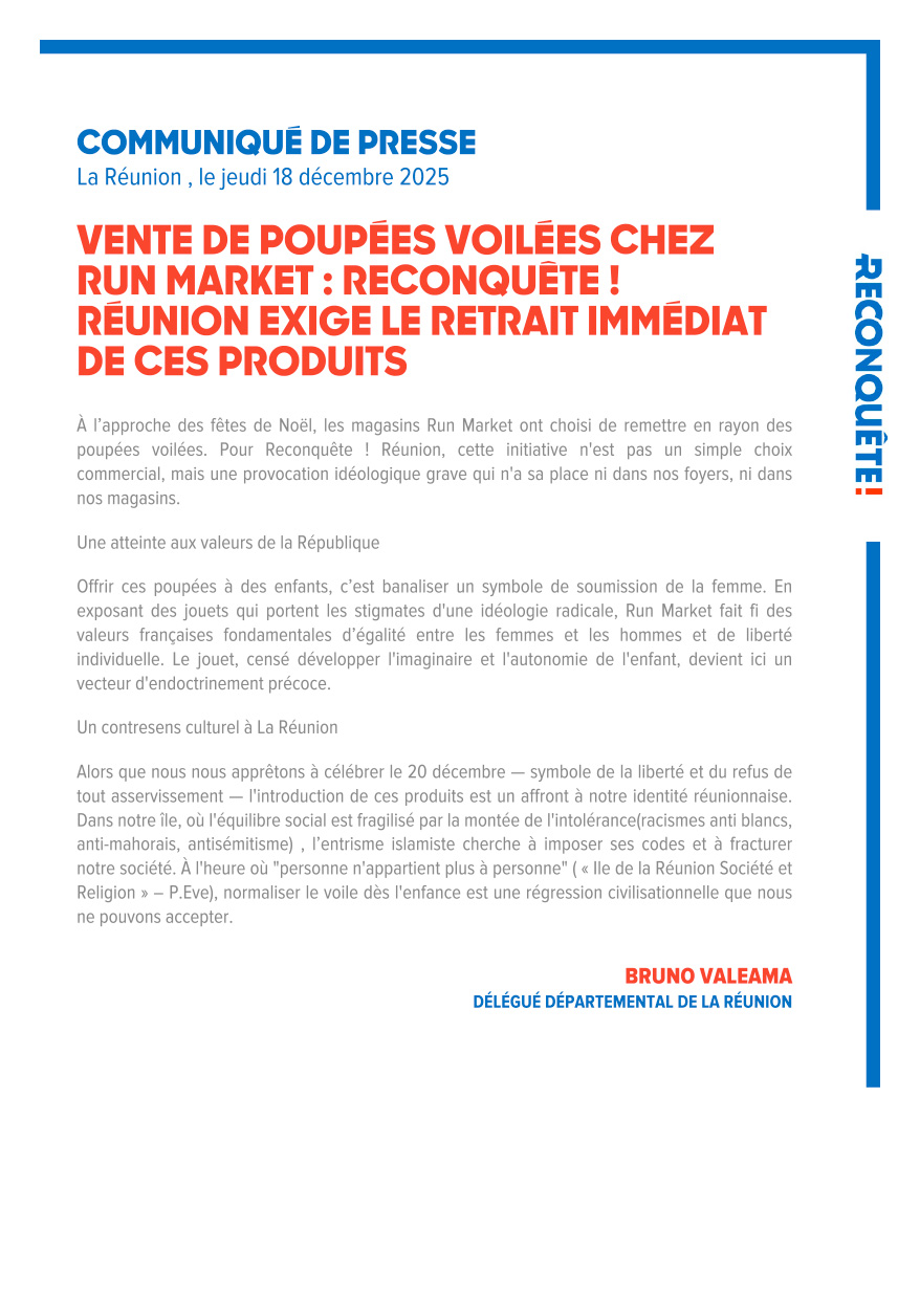 Reconquête et les poupées voilées de Run Market