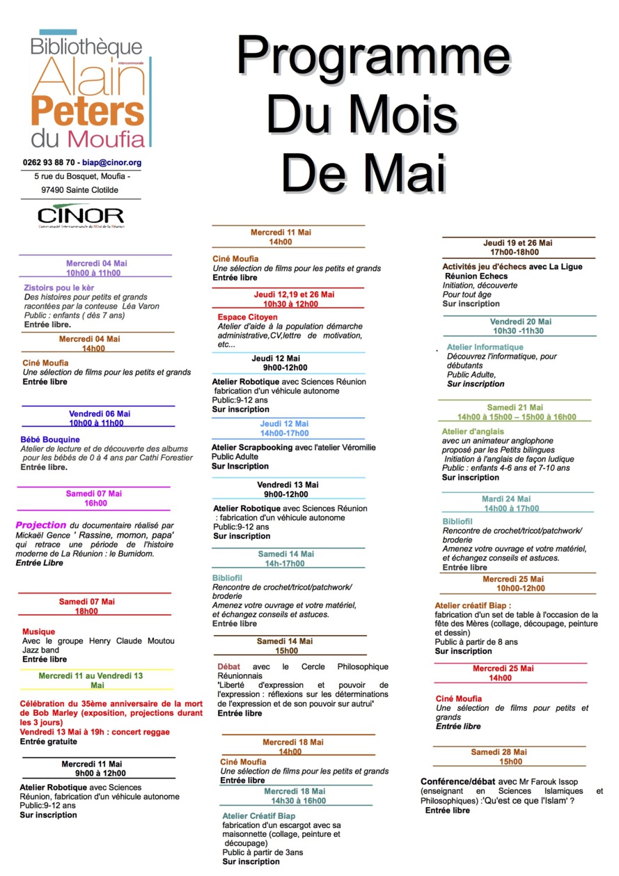 Bibliothèque Alain PETERS : Le Programme Bibliothèque Alain PETERS : Le Programme