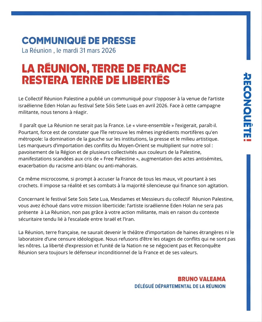LA REUNION, TERRE DE FRANCE RESTERA TERRE DE LIBERTES LA REUNION, TERRE DE FRANCE RESTERA TERRE DE LIBERTES