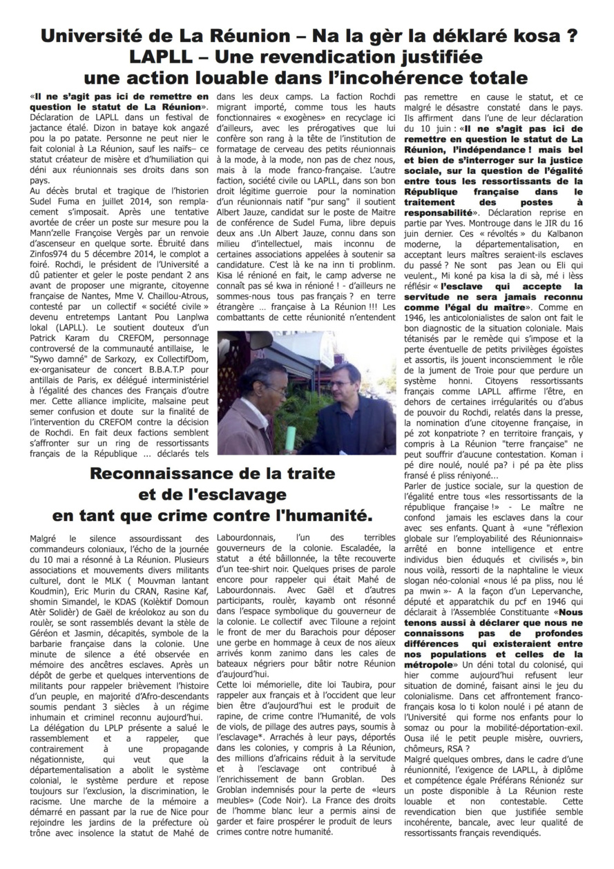 Université de La Réunion : La gèr lé déklaré kosa ? Université de La Réunion : La gèr lé déklaré kosa ?