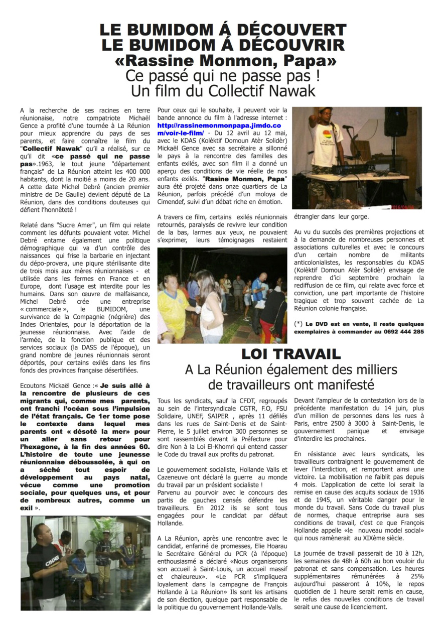 BUMIDOM et Loi Travail BUMIDOM et Loi Travail