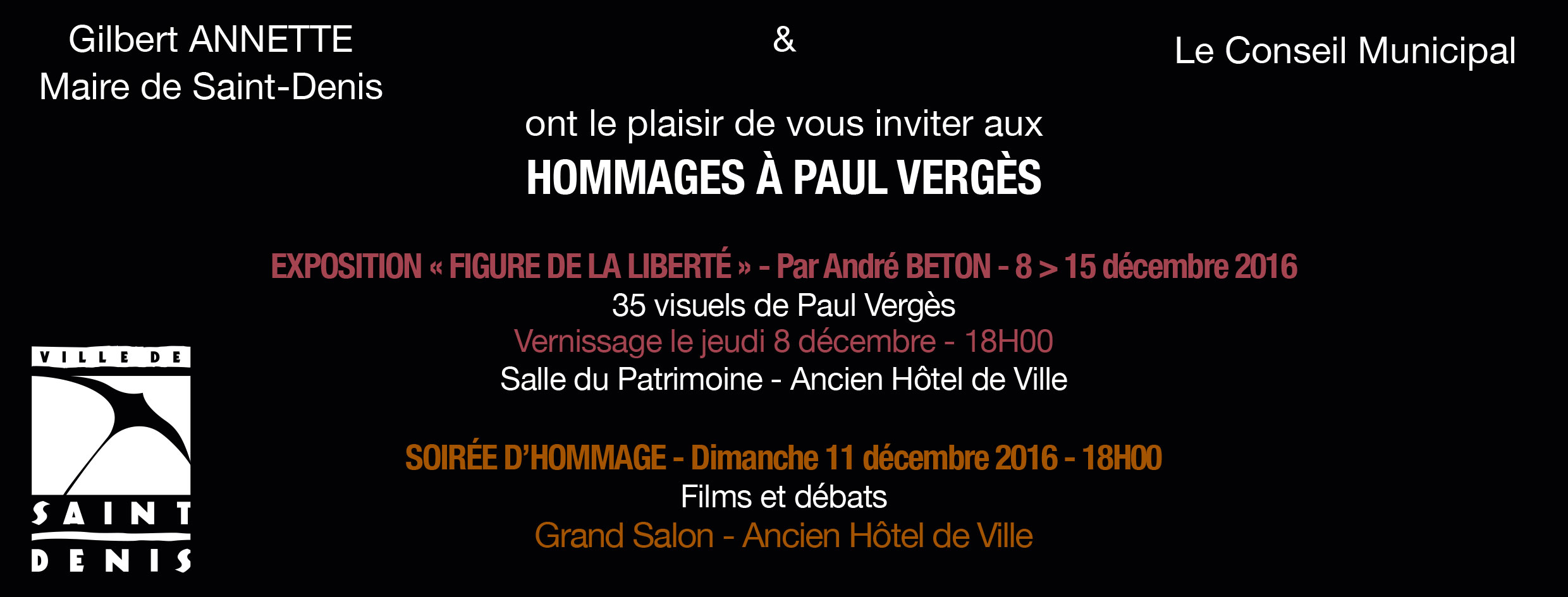 Paul VERGES au Grand Salon de l'Hotel de Ville de Saint-Denis