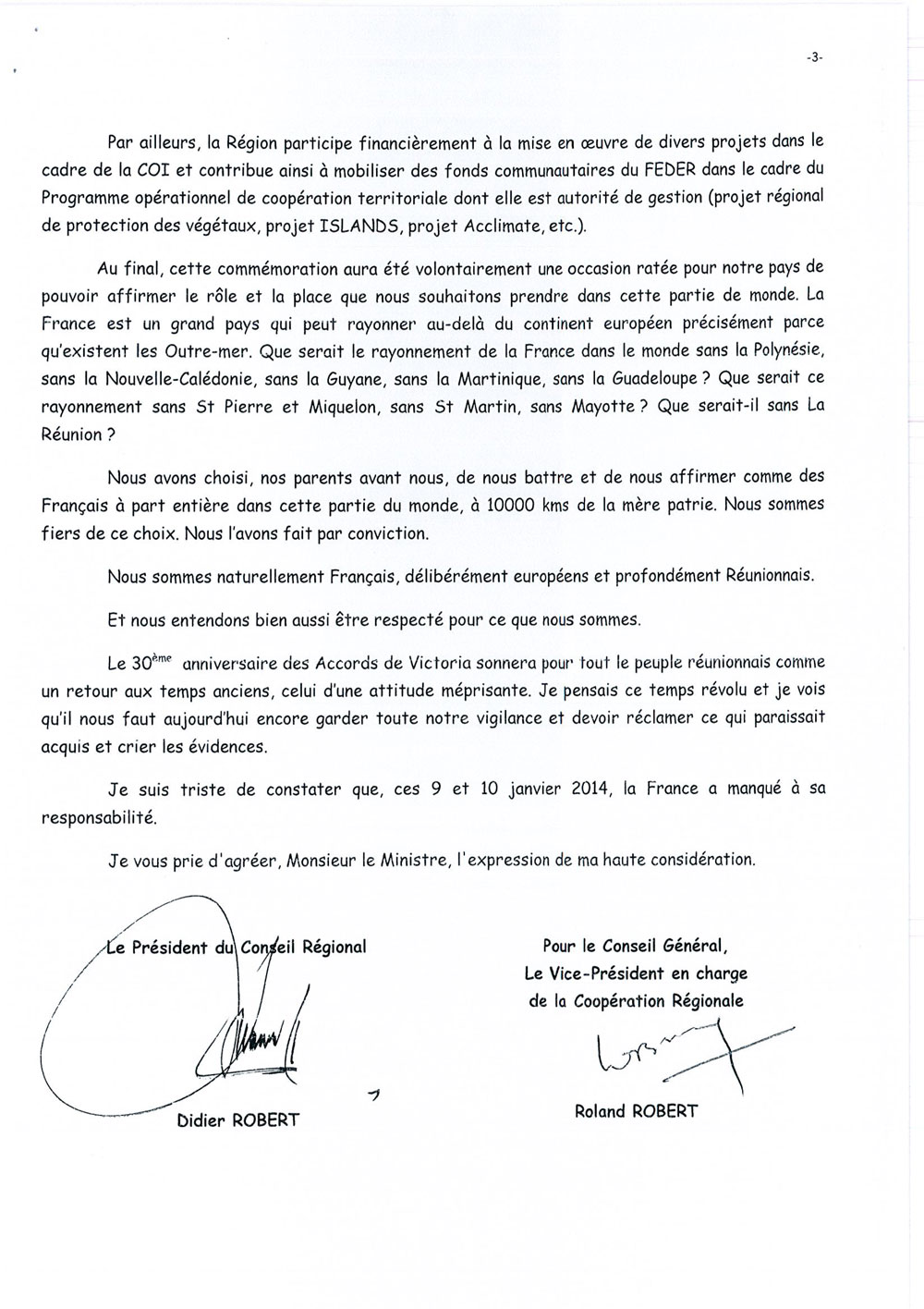 Didier ROBERT : Le 30ème anniversaire des ACCORDS de Victoria sonne pour le peuple Réunionnais comme un retour aux temps anciens