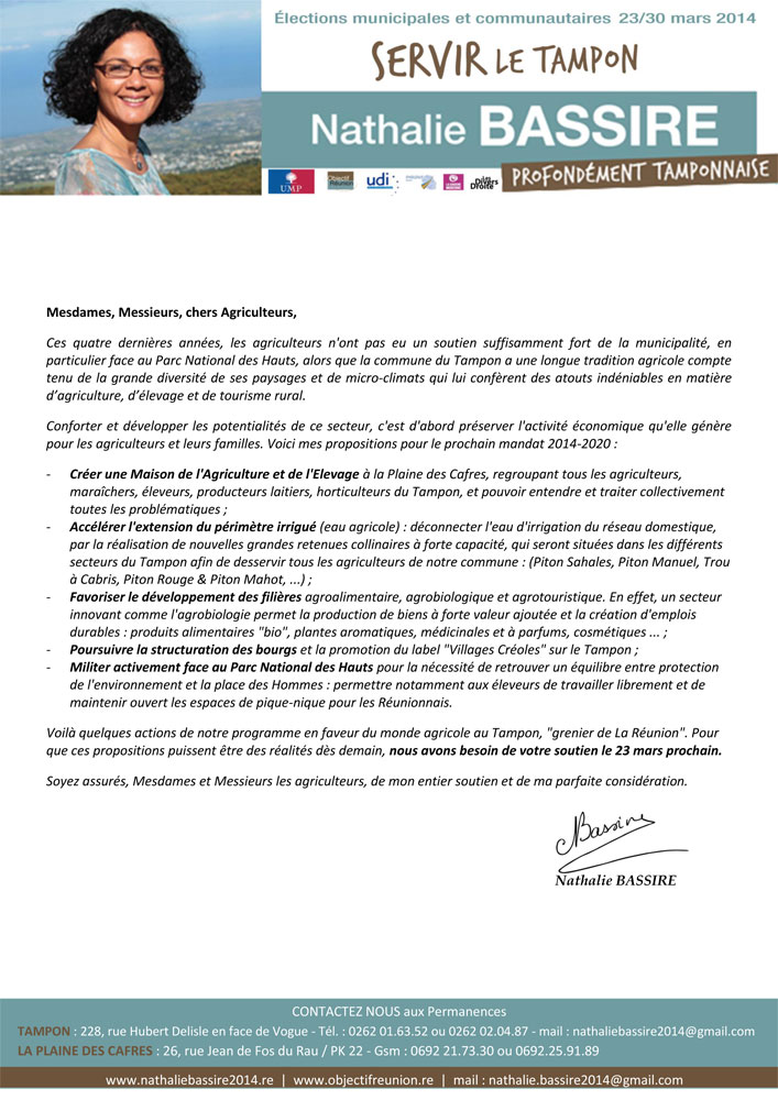 Nathalie Bassire : Conforter et développer les potentialités du secteur agricole