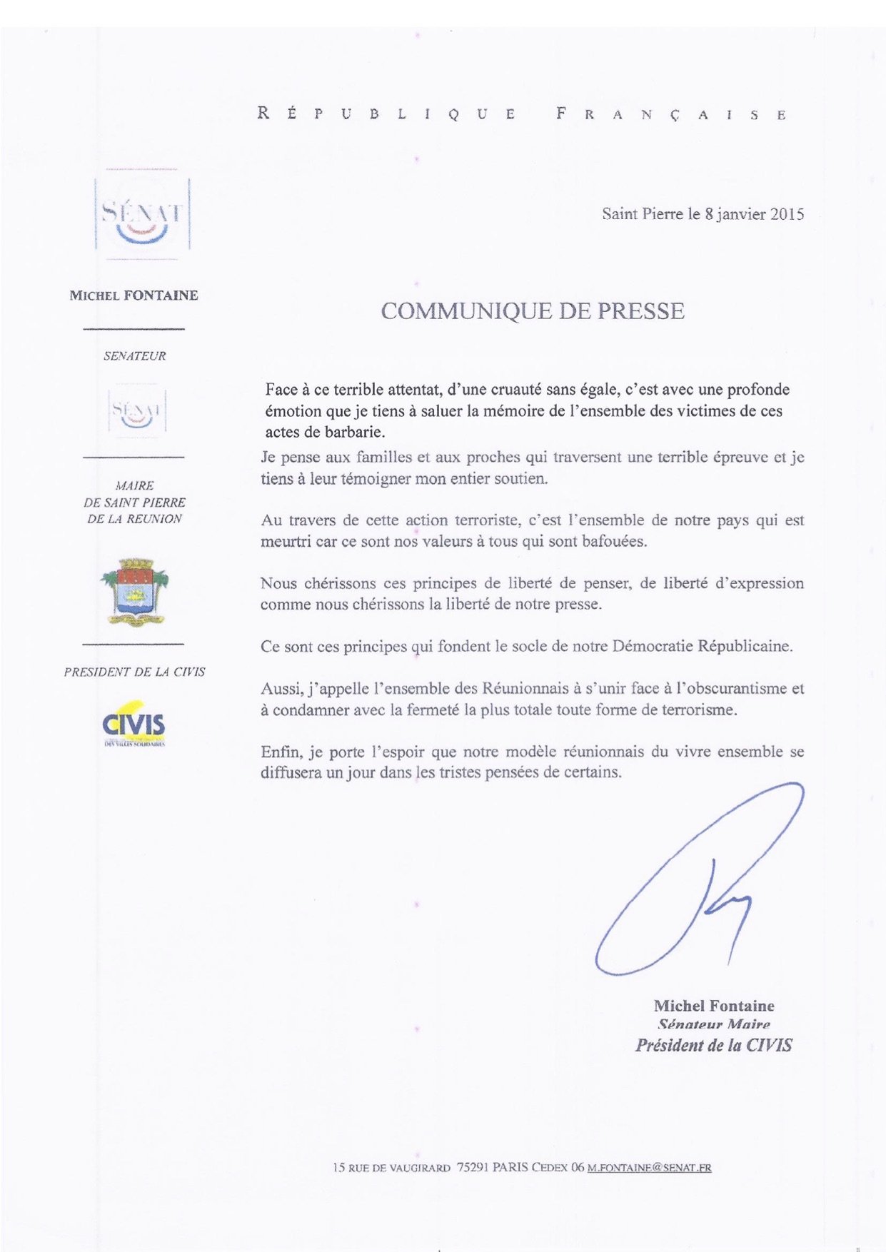 Michel Fontaine salue la mémoire des victimes