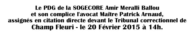 Tribunal : Le PDG de la SOGECORE Amir Meralli Ballou et son avocat Maître Patrick Arnaud