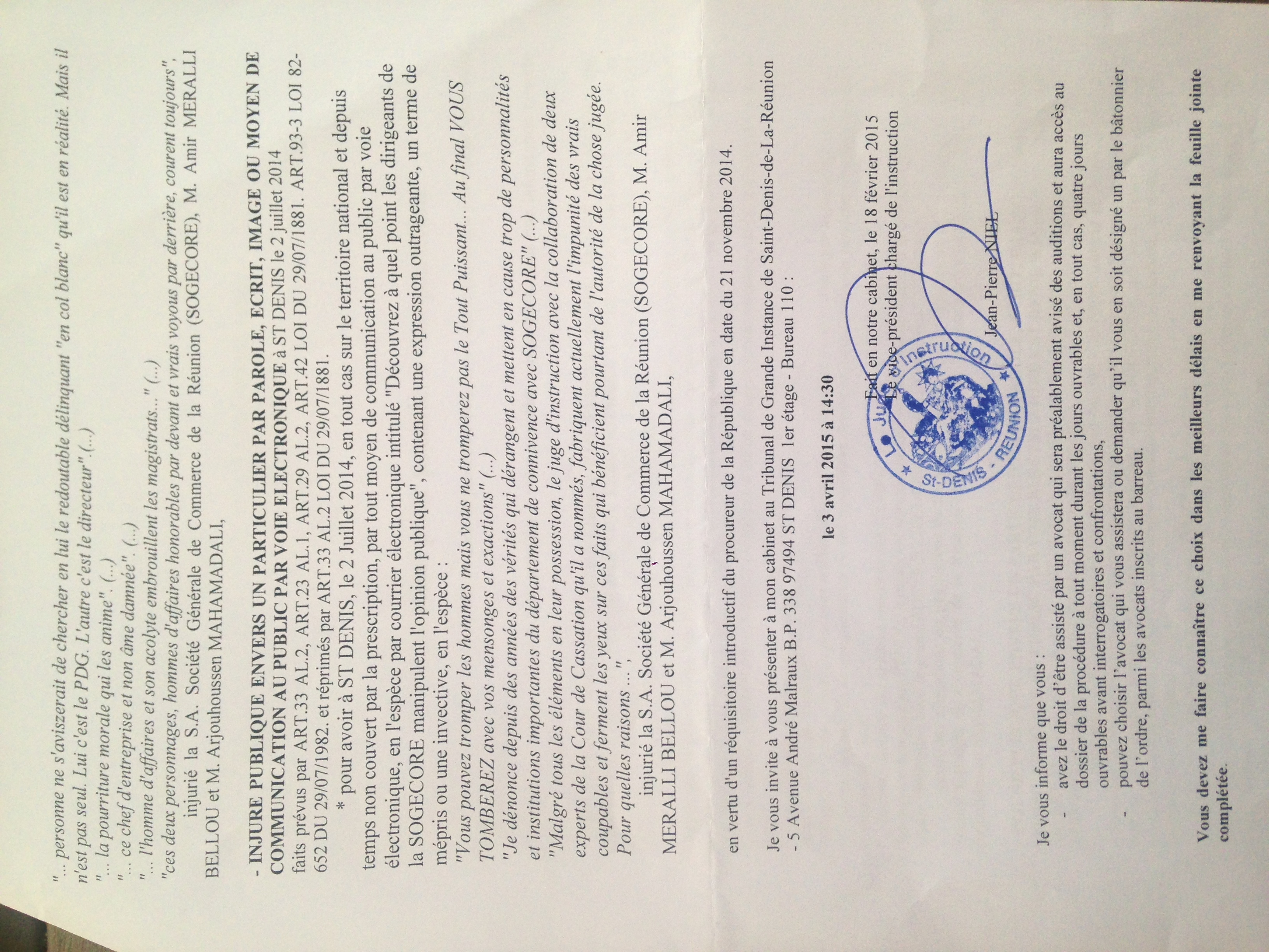 Salim Moussajee : CE SONT LES SPOLIATEURS QUI TRAQUENT LEURS PROPRES VICTIMES DEVANT LES TRIBUNAUX POUR LES PUNIR ET LES FAIRE TAIRE