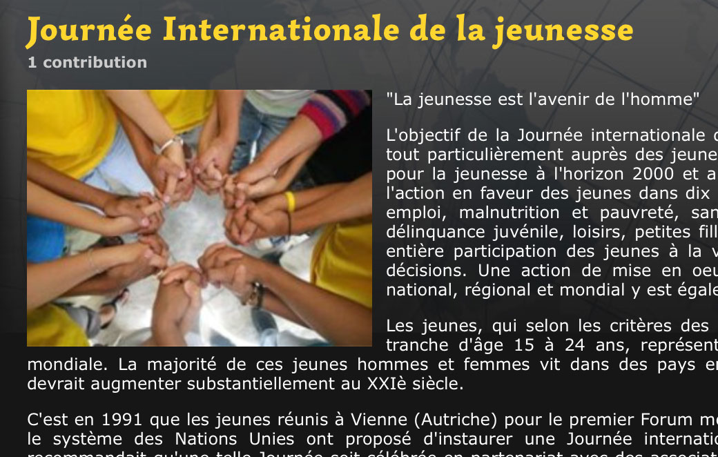 ​Journée Internationale de la jeunesse