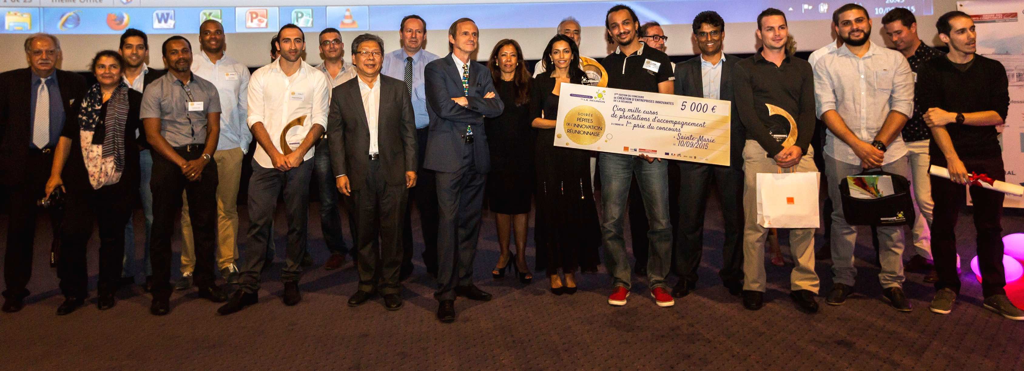 La remise des prix a clôturé la soirée des Pépites de l'innovation organisée par la Technopole et ses partenaires au Cinépalmes de Sainte-Marie (photo Gwael DESBONT)