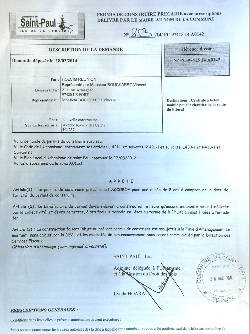 Huguette BELLO : Signer pour Holcim entre les deux tours des municipales, pose question...