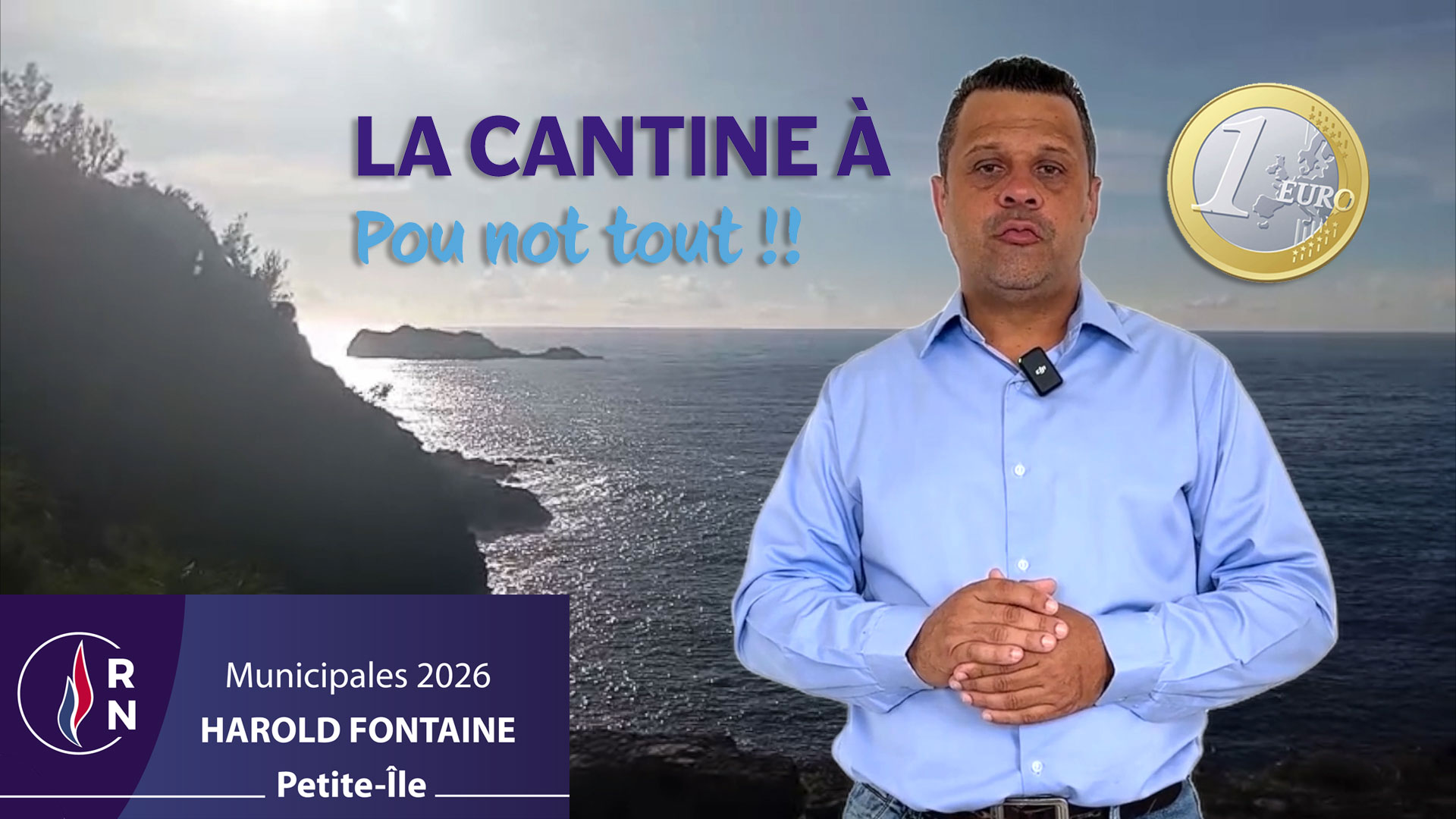 ​Harold Fontaine chante l'avenir de Petite-Île : Une cantine à 1€, c'est le début d'un nouveau programme !