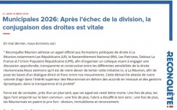 Municipales 2026 Après l'echec de la division, la conjugaison des droites est vitale